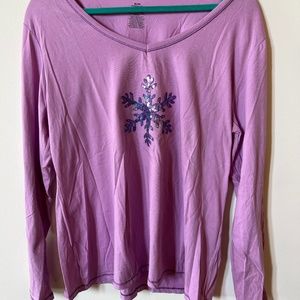 Women's Sparkle Snowflake Pajama Top NWOT